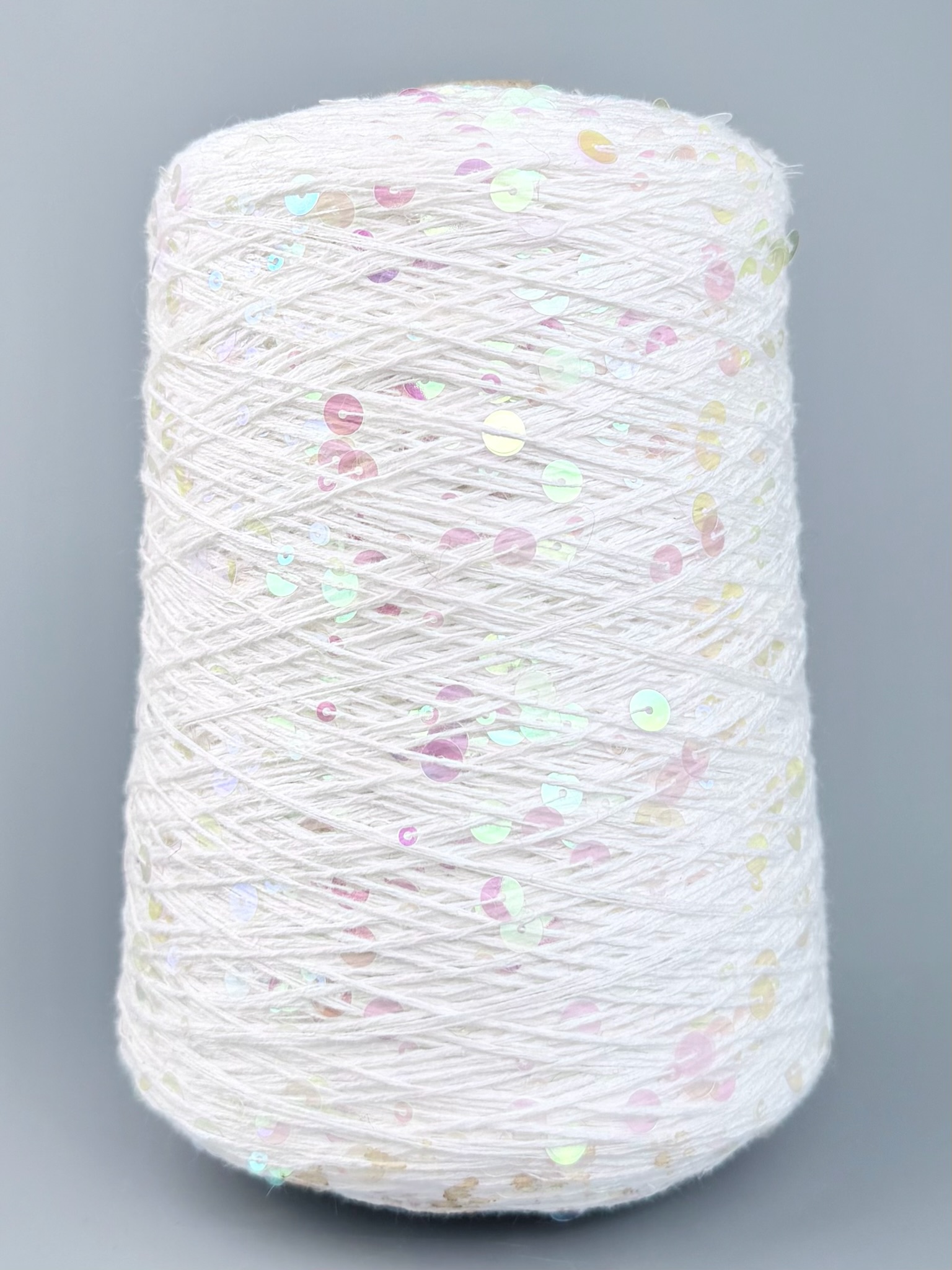 Art. Brillante 260 m / 100 g – cotone con maxi paillettes col. Bianco iridescente foto 2
